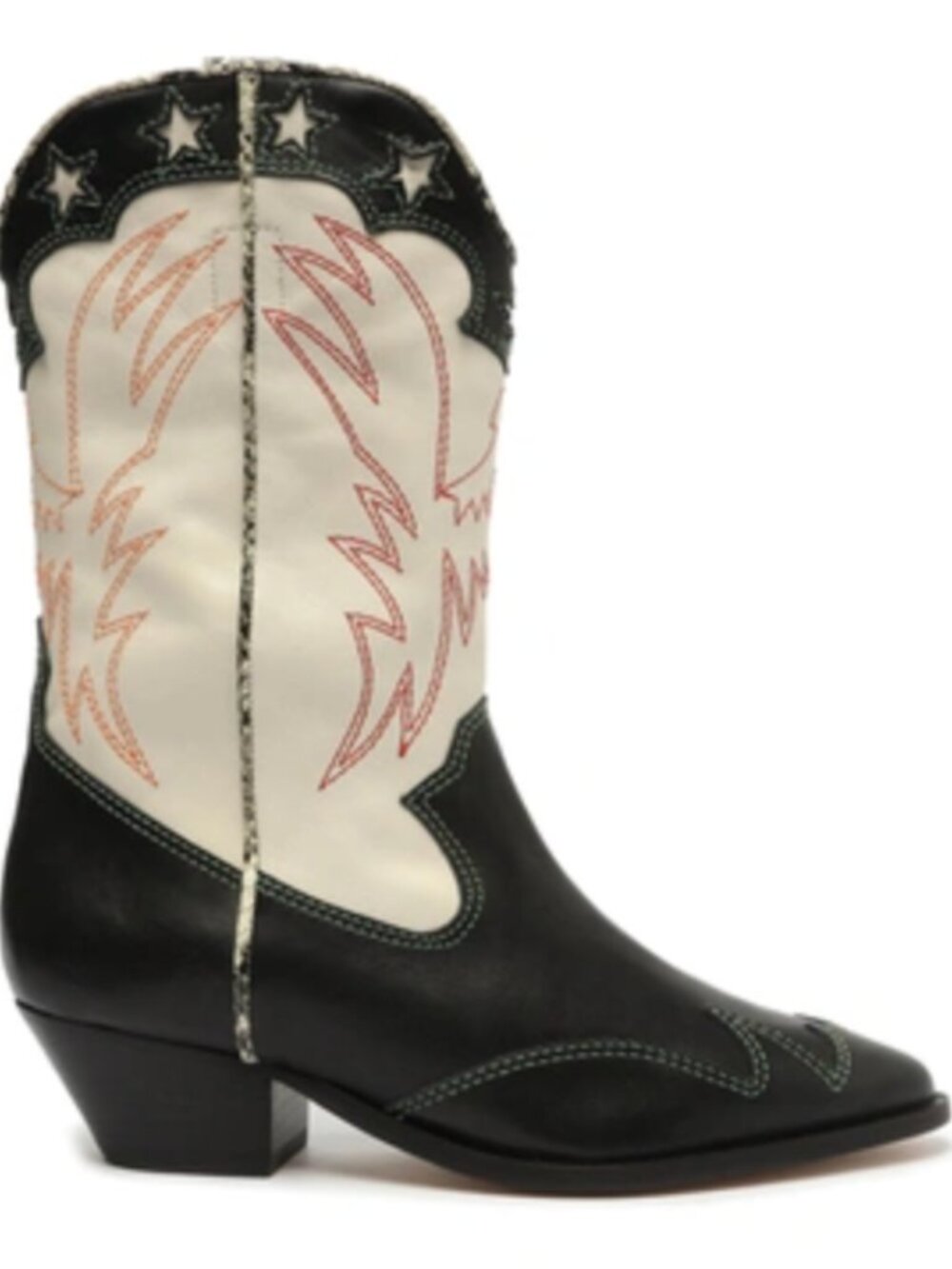 Schutz Cicera Bootie in black atanado and snake-embossed leather